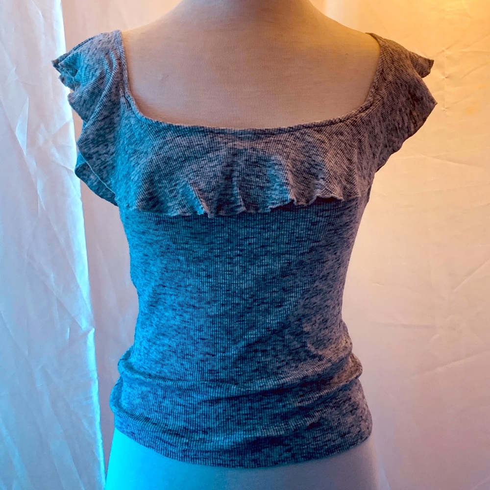 Free people heather gray ruffle top